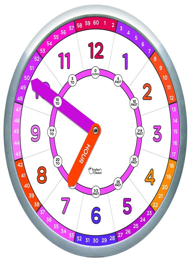Teacher's Choice Educational Wall Clock - Silent Movement Time Teaching Clock for Teacher's Classrooms and Kid's Bedrooms with Window Minute Hands - Image 1