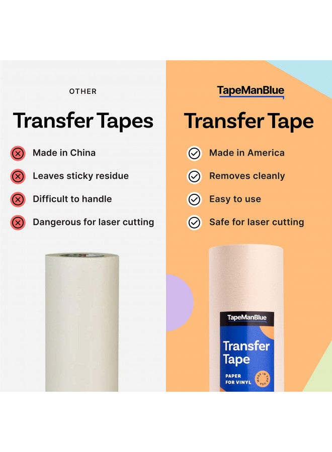 TapeManBlue 6" x 300' Roll of Paper Transfer Tape for Vinyl, Made in America, Premium-Grade Transfer Paper for Vinyl with Layflat Adhesive for Cricut Vinyl Crafts, Decals, and Letters  - Image 3