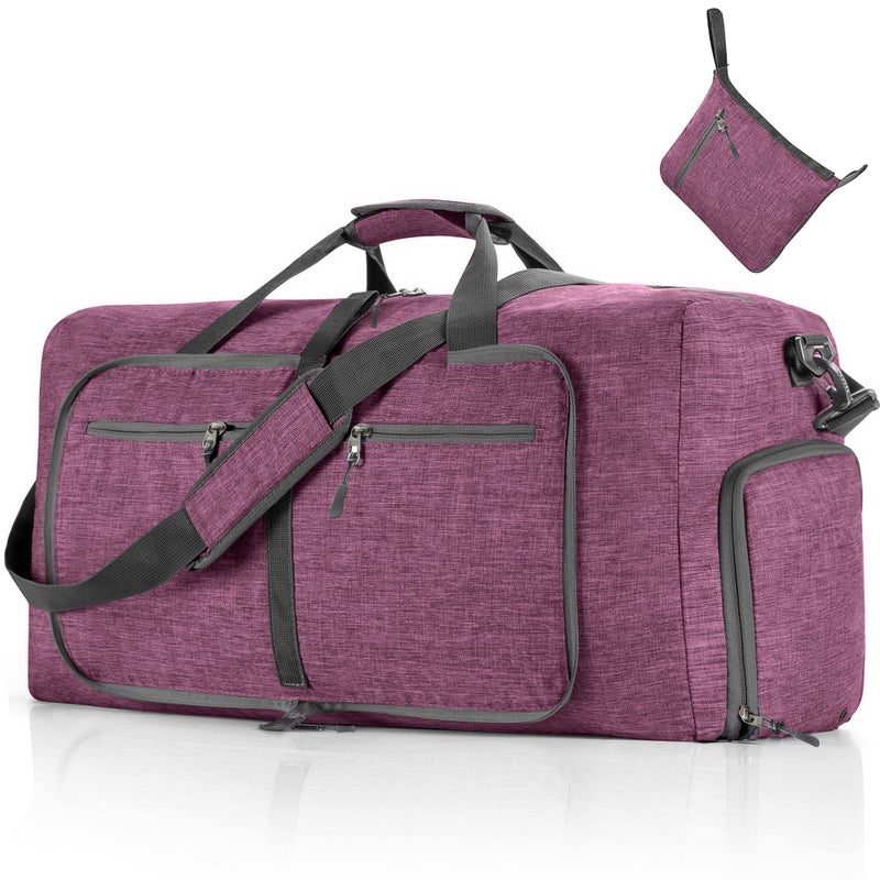 Vomgomfom Travel Duffle Bag for Men 115L Foldable Travel Duffel Bag with Shoes Compartment Overnight Bag for Men WomenPurple - Image 2