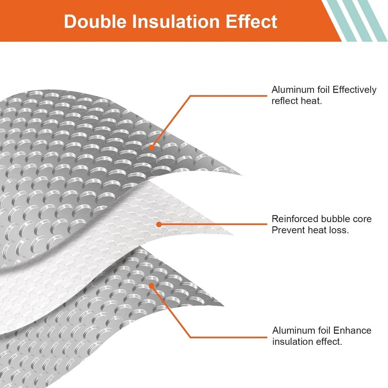 STYLE.LAB Heat Reflective Aluminium Foil Air Bubble Insulation Sheet, 8MM Thick, 360 GSM, Thermal & Sound Insulation, Energy Efficient Barrier for Home/Roof/Walls, 24" x10' Roll, Pack of 1 - Image 5