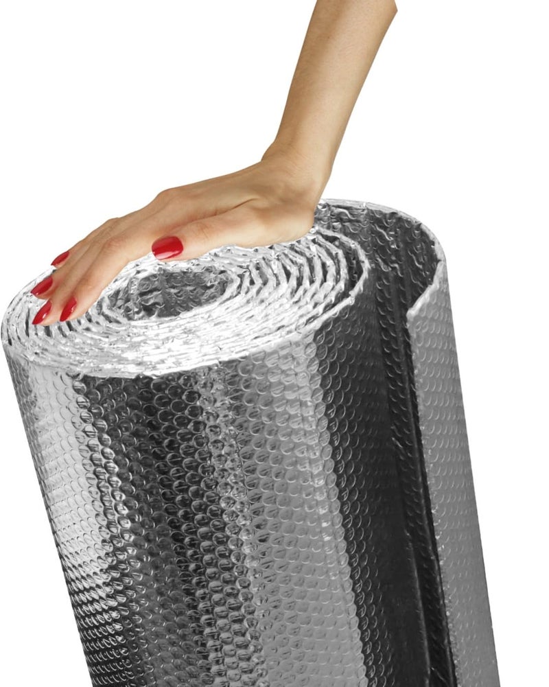 STYLE.LAB Heat Reflective Aluminium Foil Air Bubble Insulation Sheet, 8MM Thick, 360 GSM, Thermal & Sound Insulation, Energy Efficient Barrier for Home/Roof/Walls, 24" x10' Roll, Pack of 1 - Image 1