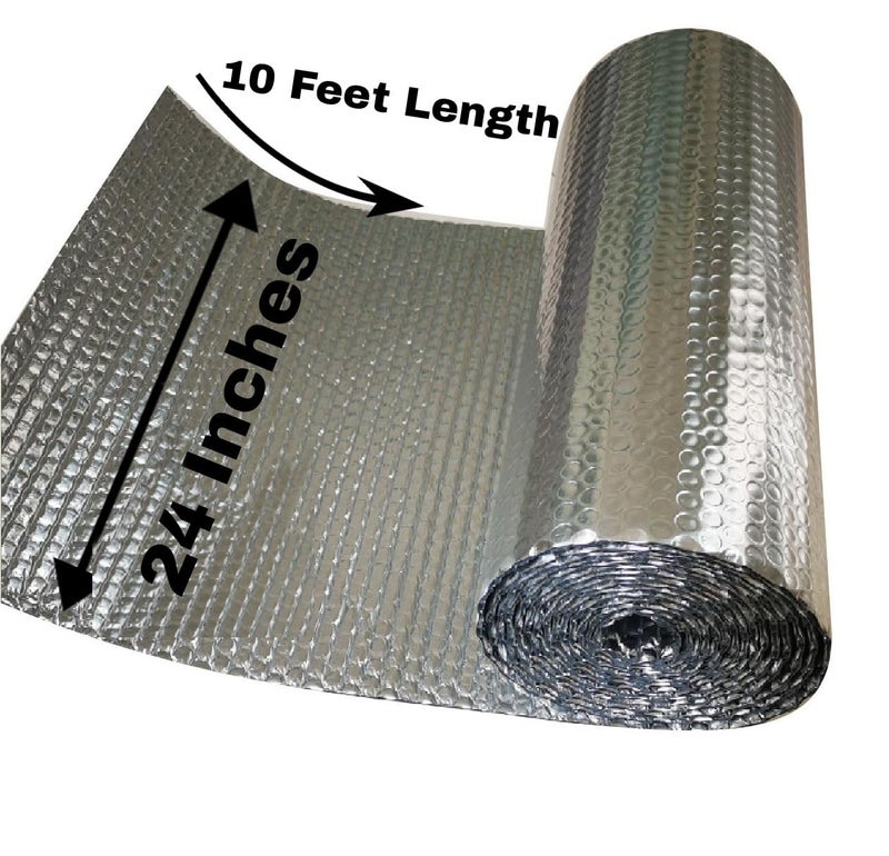 STYLE.LAB Heat Reflective Aluminium Foil Air Bubble Insulation Sheet, 8MM Thick, 360 GSM, Thermal & Sound Insulation, Energy Efficient Barrier for Home/Roof/Walls, 24" x10' Roll, Pack of 1 - Image 2