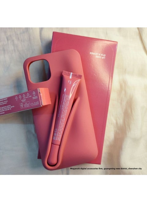 Rhodee Lipstick Lip Gloss IPhone16promax Phone Case For Apple 15pro Silicone 14 Color Box Packaging-Color:Bean Paste Color (with Original Packaging) + Lipstick-Applicable Models:iphone14pro