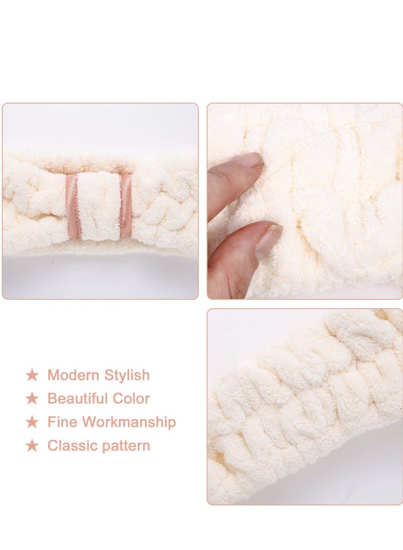 KASTWAVE Spa Headbands Microfiber 3 Pack, KASTWAVE SkinCare Headbands Face Wash Headband Face Washing Headband Facial Headband Makeup Headband Towel Headbands for Women for Washing Face (White, Gray, Khaki) - Image 3
