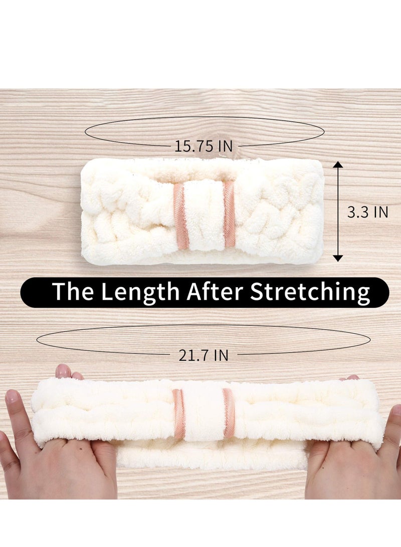 KASTWAVE Spa Headbands Microfiber 3 Pack, KASTWAVE SkinCare Headbands Face Wash Headband Face Washing Headband Facial Headband Makeup Headband Towel Headbands for Women for Washing Face (White, Gray, Khaki) - Image 4