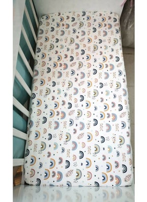 Bebek Özel Baby Special Cotton Baby and Kids Fitted Sheet Cute Rainbow 90x140 cm  - Image 2