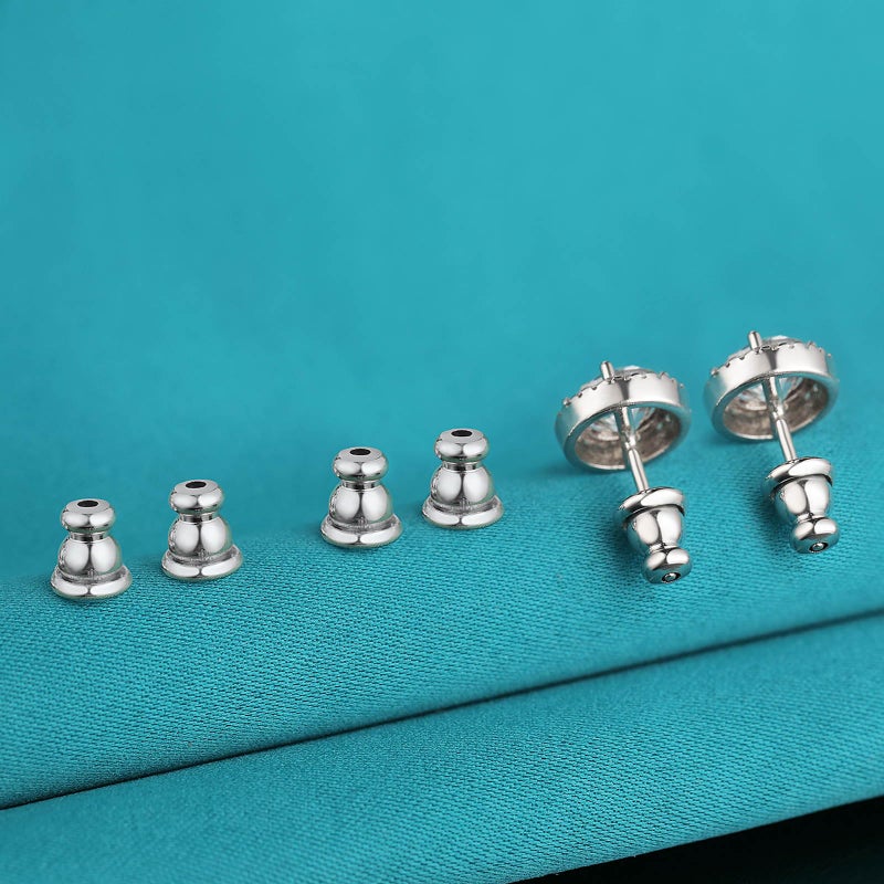 Catinee Earring Backs, Hypoallergenic 14k Gold Bullet Earring Backs Replacements for Studs/Droopy Ears, Secure Locking Backing for Sensitive Ears (Silver 3pairs) - Image 3