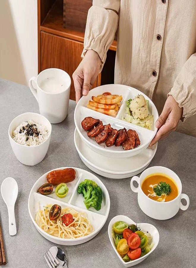 RUIBOLU Unbreakable Divided Plates 5PCS for Kids Adults, Compartment Plates, Lightweight Reusable Dinnerware Portion Control Plastic Plates (5Pack-White, 9IN) - Image 5