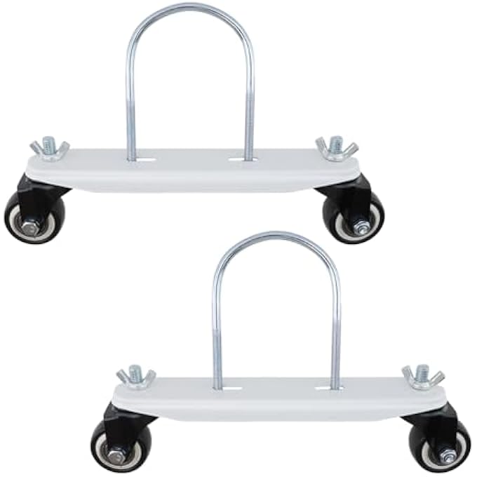 2PCS MOBILE PULLEY HOLDERS METAL MOBILE PULLEY BRACKETS ELECTRIC HEATER CASTER FRAME BASE WITH 360 SWIVEL WHEELS FOR OIL FILLED RADIATOR (WHITE WHEEL) - Image 1