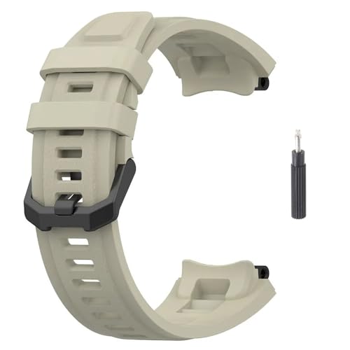 T TECLUSIVE Soft Silicone Strap Band Compatible with Amazfit T-Rex 2 | Adjustable Silicone Rubber Band with Installation Tool for Trex 2 (Beige) - Image 1