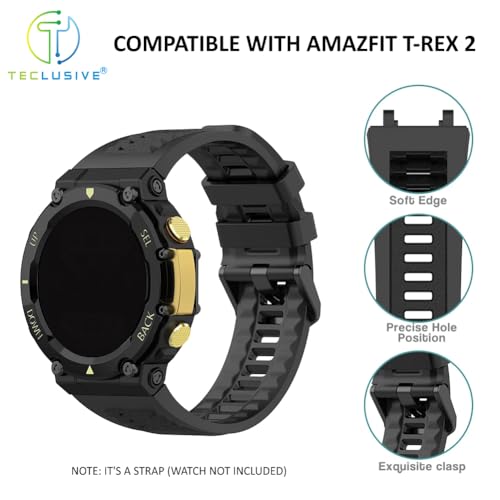 T TECLUSIVE Soft Silicone Strap Band Compatible with Amazfit T-Rex 2 | Adjustable Silicone Rubber Band with Installation Tool for Trex 2 (Beige) - Image 2