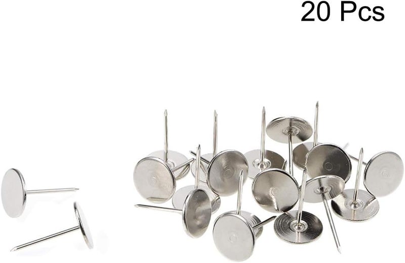 TOP-VIGOR 20pcs Silver Flat Head Upholstery Tacks, Heavy Duty Push Pins, 19 x 30mm Decorative Thumb Tacks for Wall, Cork Board, Furniture and Notice Board - Image 3