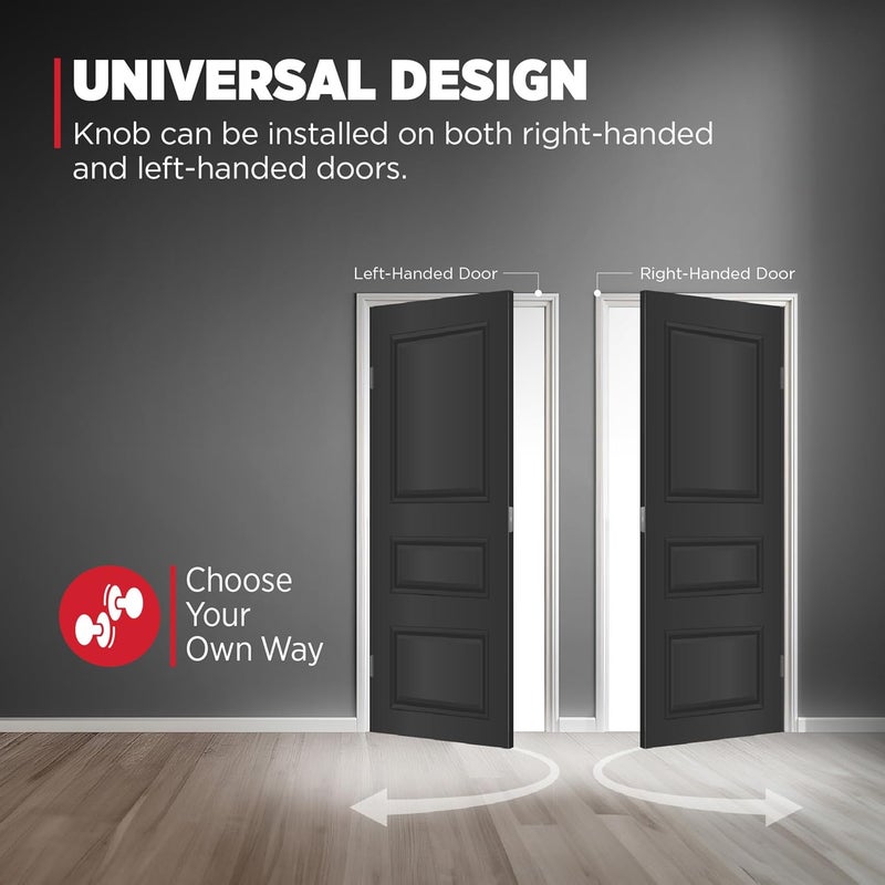 Kwikset Pismo Interior Passage Door Knob Handle For Closet and Hallway Doors NonLocking Doorknob in Matte Black with Microban Protection Square Rose - Image 5