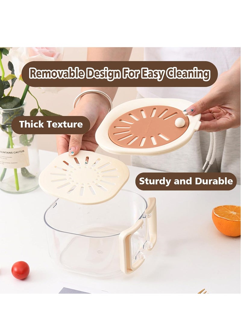 YelaJoy Fruit Washing Bowl with Strainer With Lids, Collapsible Handle 2-In-1 Drainer Basket，Multifunctional Kitchen Draining and Preservation Bowl，Suitable for Washing Berry and Vegetables (Brown） - Image 2