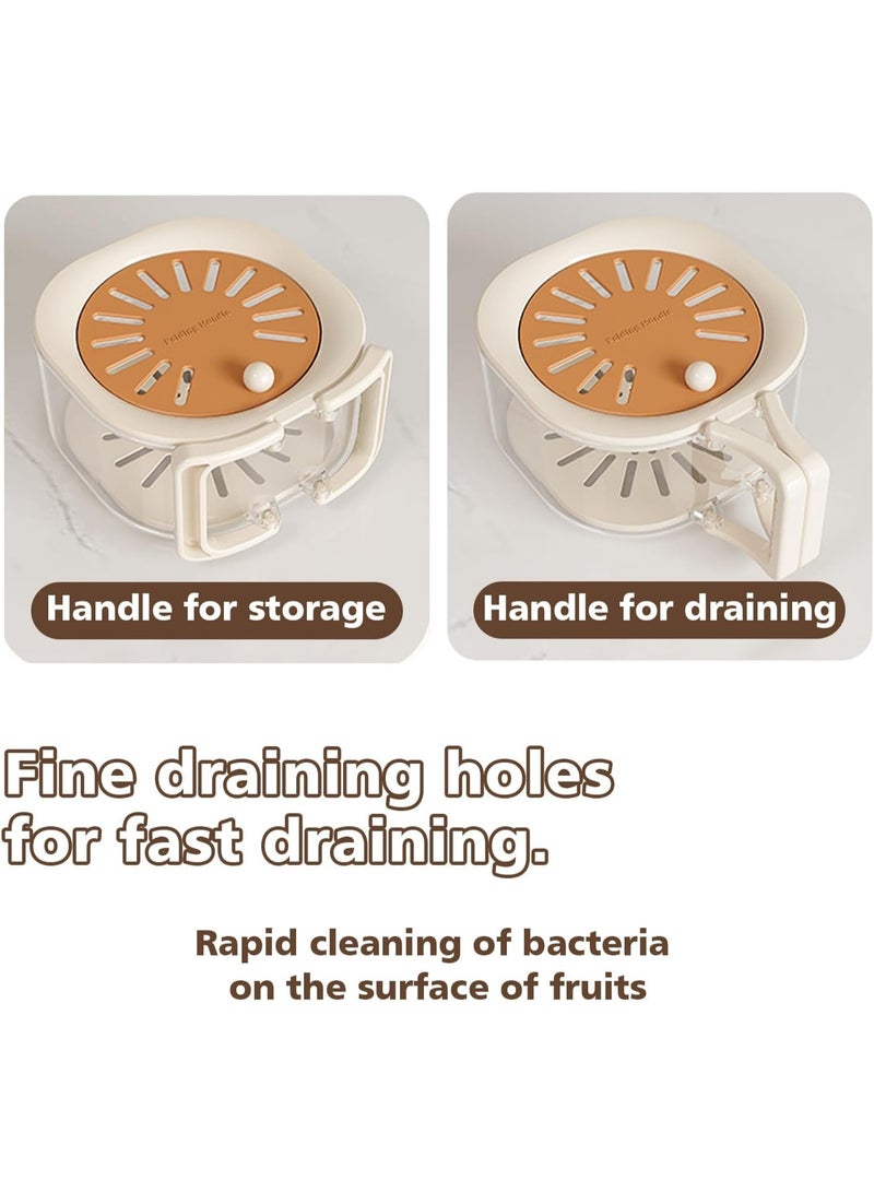 YelaJoy Fruit Washing Bowl with Strainer With Lids, Collapsible Handle 2-In-1 Drainer Basket，Multifunctional Kitchen Draining and Preservation Bowl，Suitable for Washing Berry and Vegetables (Brown） - Image 4