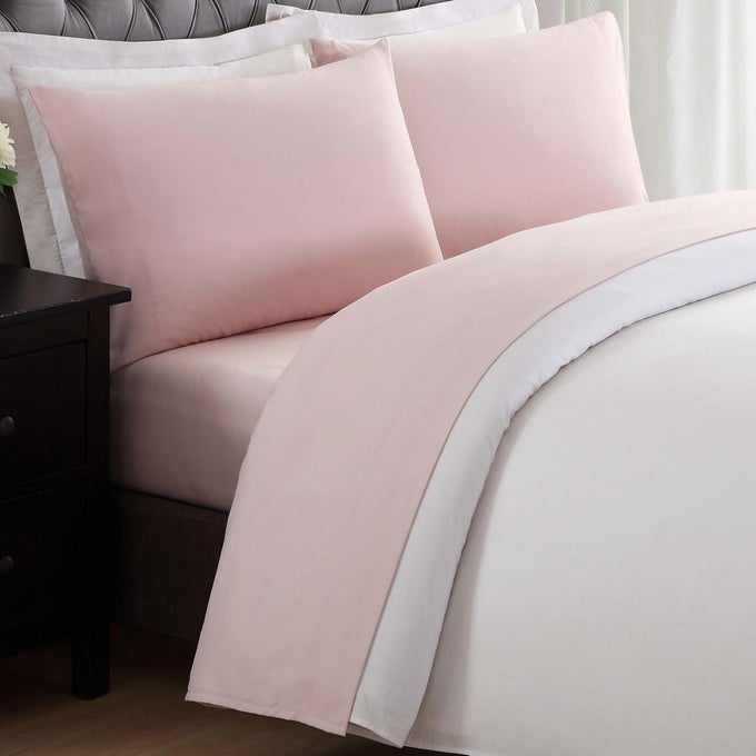 SOLID SHEET SETS BLUSH POLYESTER 4PIECE FULL SHEET SET SOLID THEMED FOR KIDS OEKOTEX CERTIFIED