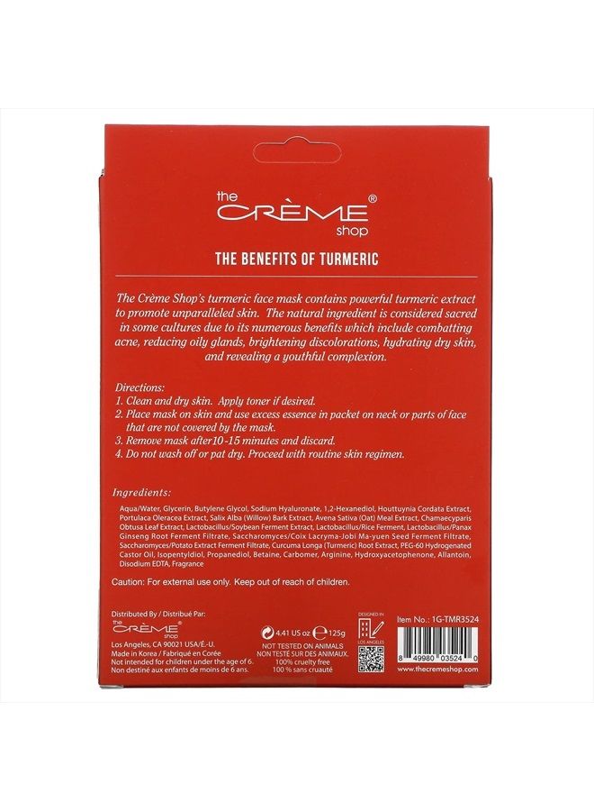 The Crème Shop Natural Essence Face Sheet Mask - Korean Facial Skin Care and Moisturizer - Turmeric for Soothing, Hydrating, Deep Cleansing, Healing, Reduce Redness - Natural Beauty Essence (5 Pack) - Image 2