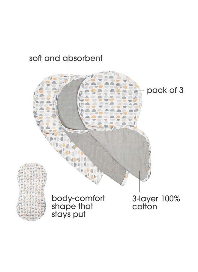 boppy 100% Cotton Muslin Burp Cloth Gray Gold Truffles Coordinating Design Pack Of 3 Soft And Absorbent Burp Cloths With A Curved Shoulder Stay Shape  - Image 4