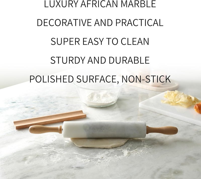 Koville Marble Rolling Pin, Non-Stick African Stone Polished Dough Roller, Pasta, Dumpling, Ravioli, Fondant, Pie Crust, Kitchen Baking Pastry Tools(Namib Fantasy) - Image 3