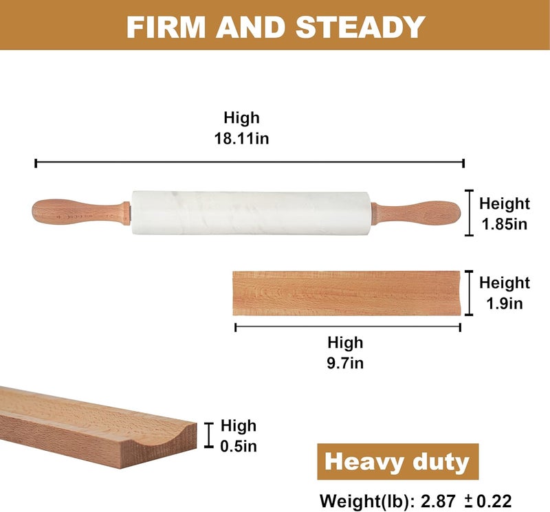 Koville Marble Rolling Pin, Non-Stick African Stone Polished Dough Roller, Pasta, Dumpling, Ravioli, Fondant, Pie Crust, Kitchen Baking Pastry Tools(Namib Fantasy) - Image 2