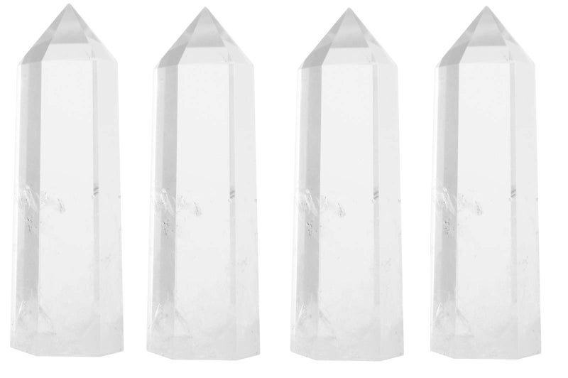 Luckeeper Healing Crystal Wands | 2" Clear Quartz Crystal Wand 6 Faceted Reiki Chakra Meditation Therapy 4 PCS