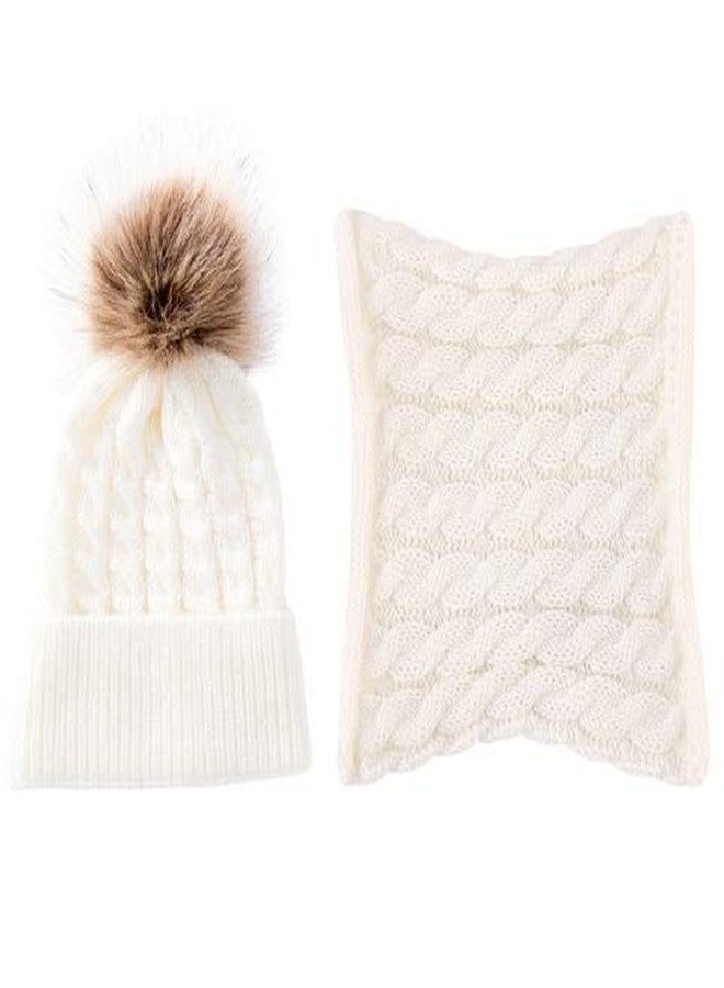 SOLEDI 2Pcs/Set Newborn Baby Knitted Hat Scarf with Pompom Warm Caps Scarves Infant Boys Girls Autumn Winter Warm Crochet Beanie Set - Image 1