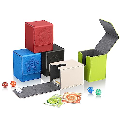TCGUARD Card Deck Box for MTG Card Storage Box Holds 100 Plus Single Sleeved Cards Microfiber Lining and LeatherBox Compatible BlueGreenWhite - Image 1