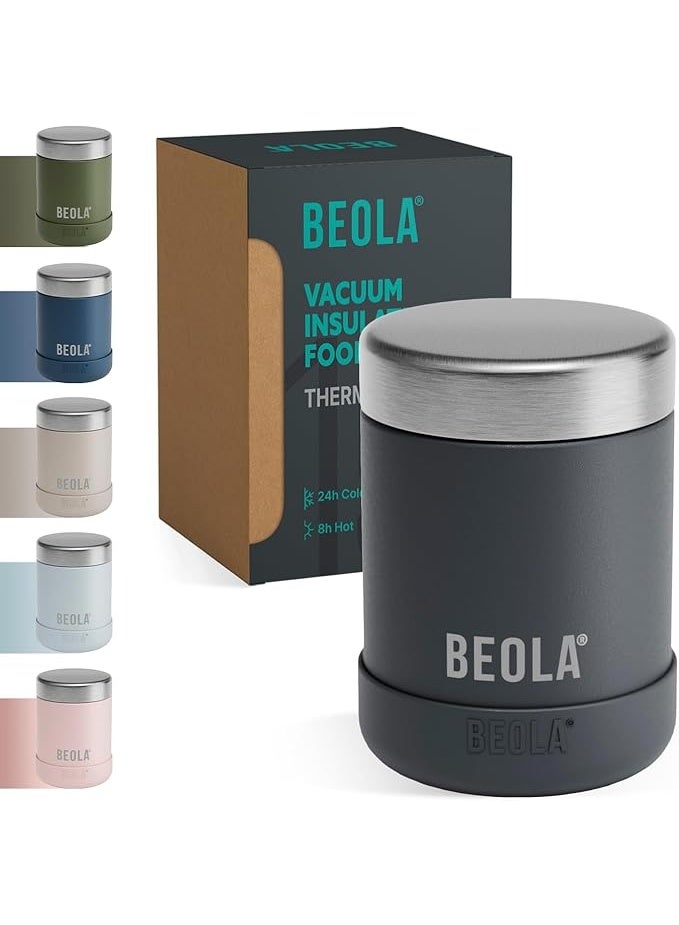 BEOLA 450ml Food Jar Lunch Box Thermos Stainless Steel Double Wall Insulated Travel Food Flask for Kids and Adults, 15oz (Lava Gray) - Image 1