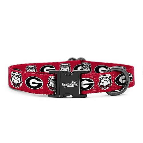 ShopInstaPets Georgia Bulldogs Custom Handmade Adjustable Nylon Collars and Leashes (Medium Collar) - Image 1