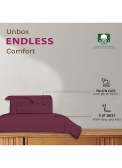 Trance Home Linen Trance Home Linen 100% Cotton 78x72 inch King Elastic Fitted Bedsheet | 400TC Soft Durable Plain Fitted Elastic Bed Sheet with 2 Pillow Covers (78"x72" | 6.5x6ft, Deep Wine)  - Image 3