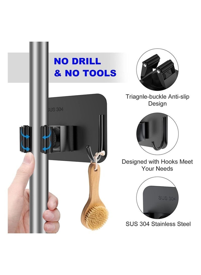 KENSON Mop Holder Pack of 4 for Kitchen Home Garage and Laundry Mop Holder with Wall Mount Multipurpose Mop and Broom Holder Organizer - Image 2