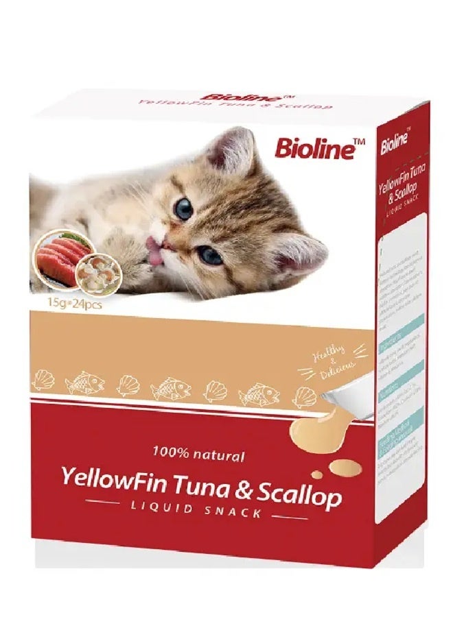 Bioline Cat Treats Yellowfin Tuna & Scallop - 15G (Pack Of 24)