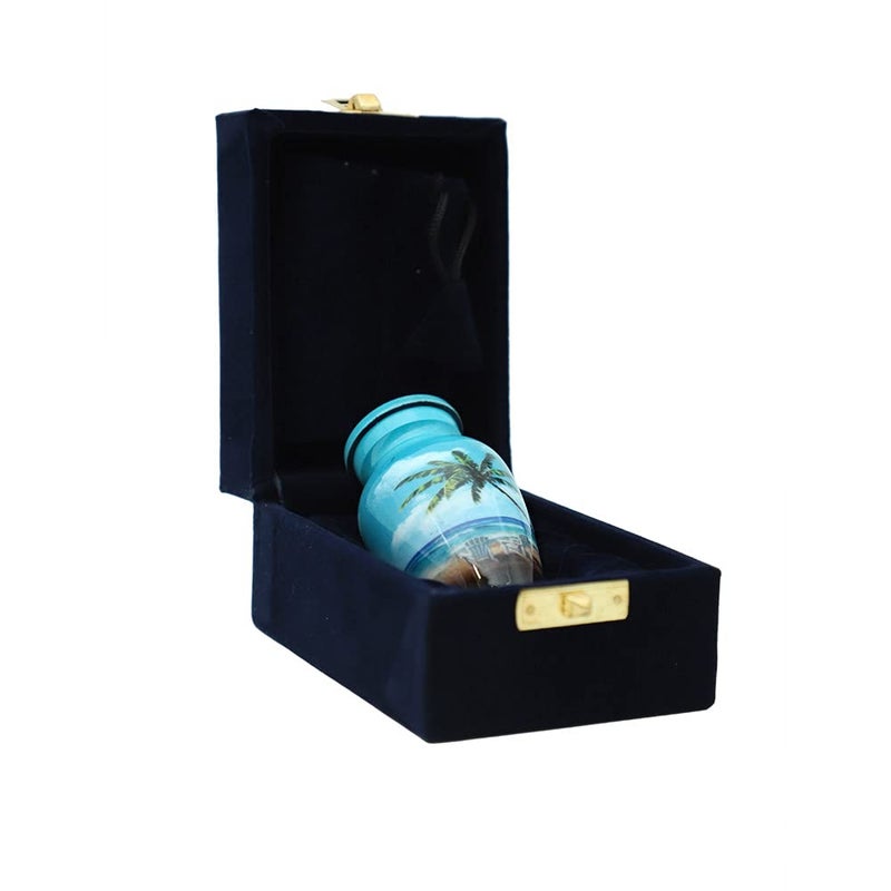 Hlc Blue Beach Small Keepsake - Keepsake Urn With 1 Velvet Box Bag-Mini Keepsake Urn - Ashes Urn 3"" H X 2.5"" W X 2.5"" L - Image 3