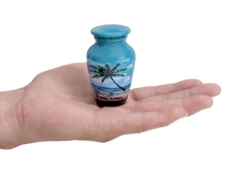 Hlc Blue Beach Small Keepsake - Keepsake Urn With 1 Velvet Box Bag-Mini Keepsake Urn - Ashes Urn 3"" H X 2.5"" W X 2.5"" L - Image 4