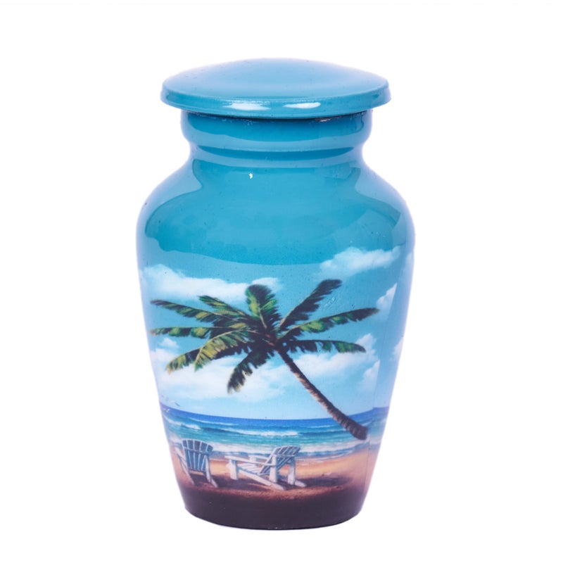 Hlc Blue Beach Small Keepsake - Keepsake Urn With 1 Velvet Box Bag-Mini Keepsake Urn - Ashes Urn 3"" H X 2.5"" W X 2.5"" L - Image 5