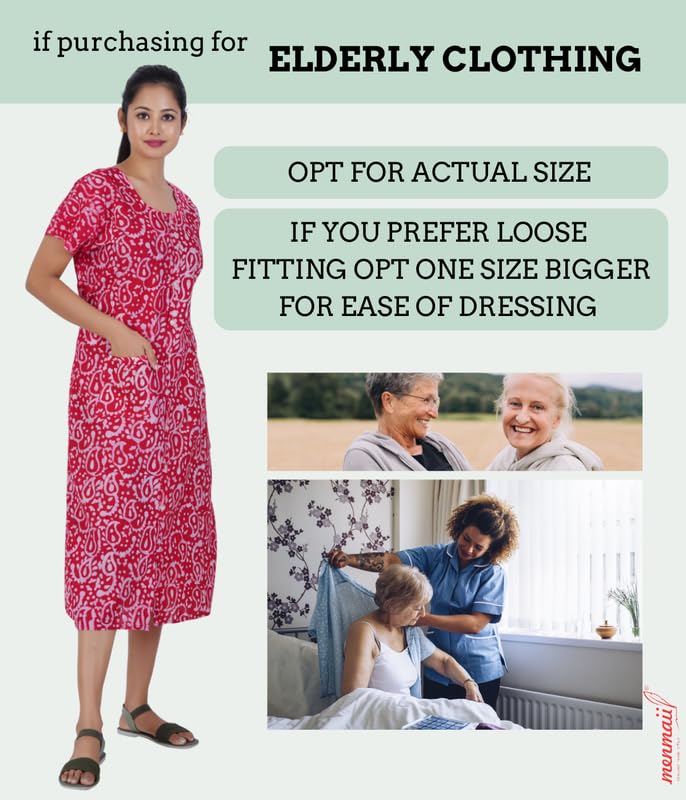 MENMAII Women's[L-4XL] Full Open /Front Buttoned [a kind of Adaptive Clothing]Multipurpose Nighty for Maternity/Pregnancy /Elderly /Patient/Feeding /Hospital Purpose Nighty(DarkPink Batik - 3XL/ Calf Length - Image 5