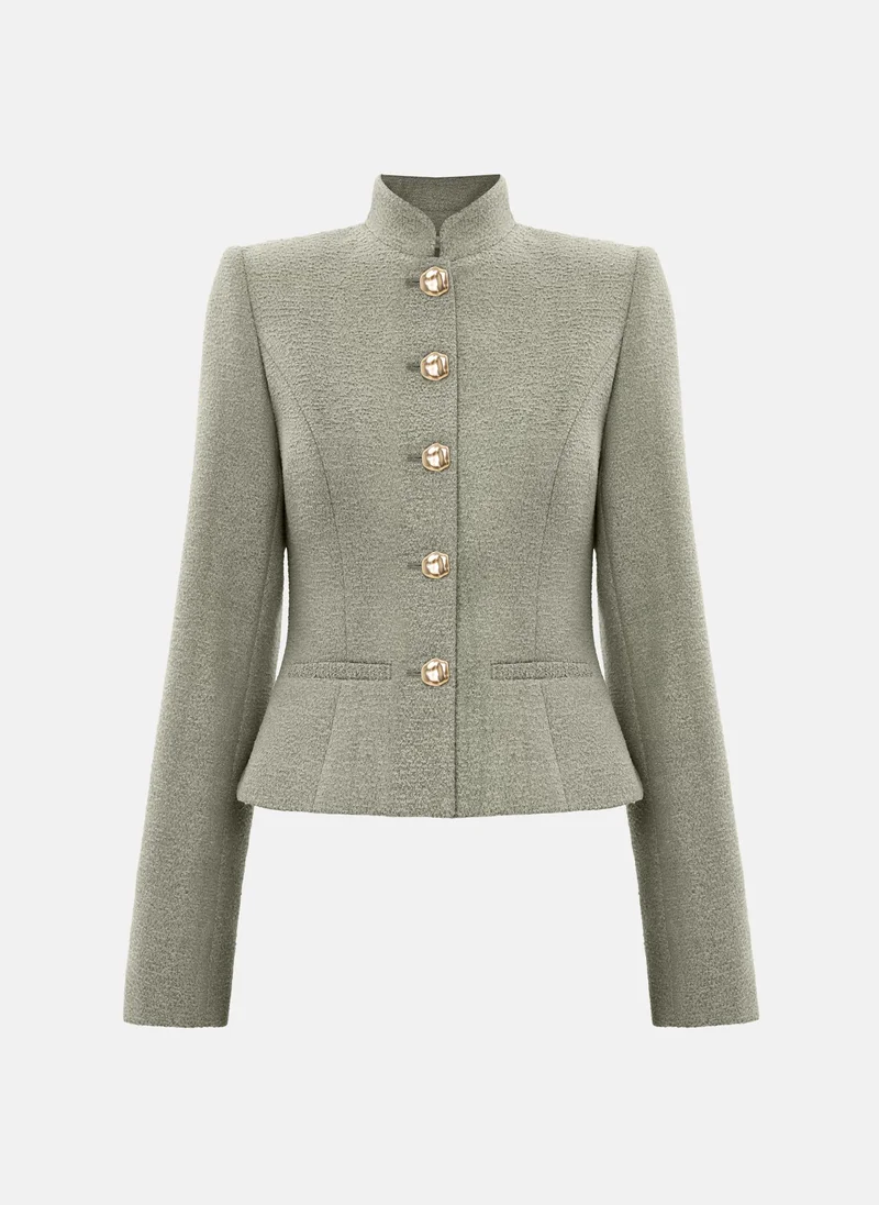 Lichi Straight jacket with stand-up collar and large buttons