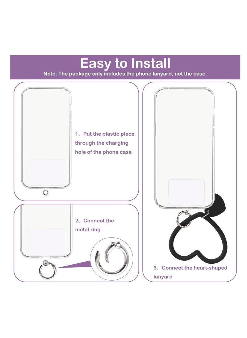 Generic - Versatile Heart Loop Phone Lanyard with Key Chain Holder - Comfortable Smartphone Wrist Strap for Outdoor Activities, Compatible with Most Phones, Includes 4 Back Patches for Enhanced Convenience - Image 1