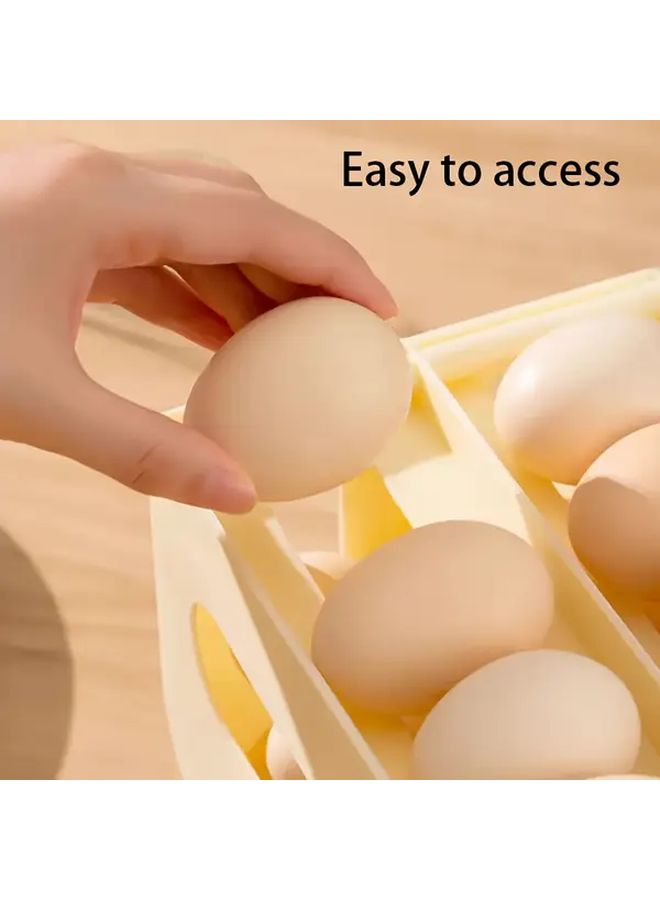 Automatic Sliding Egg Holder For Refrigerator Holds 60 Eggs White Triple Layer - Image 5