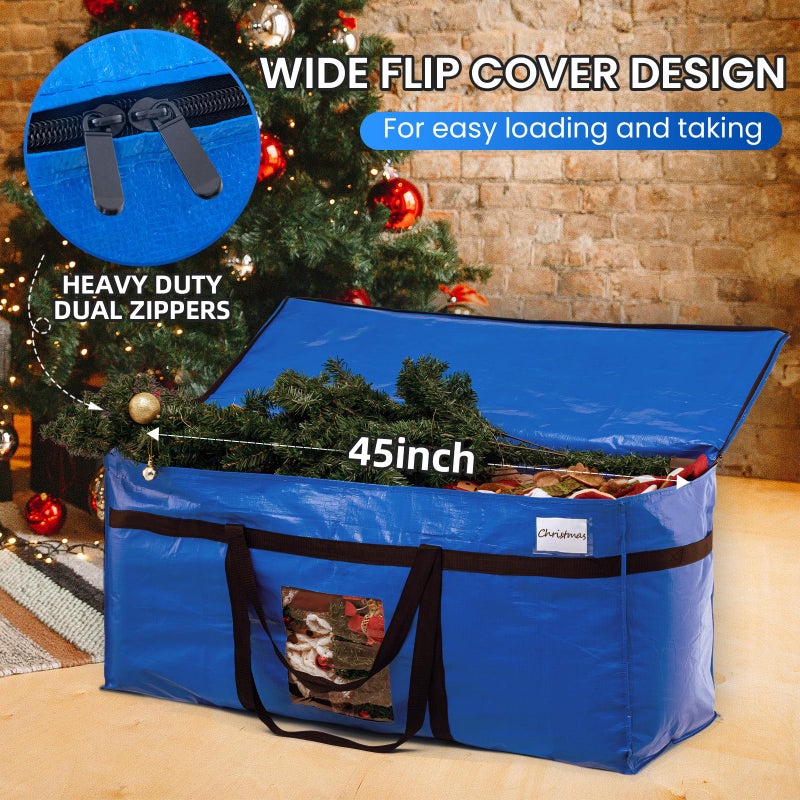 TAILI 69 Gallon Extra Large Storage Bags, XXL Blue Heavy Duty Moving Bags For Storage with Visible Window, Wrap Around Handles, Totes for Space Saving, Alternative to Moving Boxes (2 Pack) - Image 3