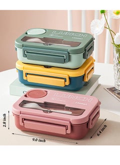 Bebiland Kids Bento Lunch Box with Tableware, 4 Compartment Bento Box 1300ml Lunch Box with Sauce Jar, Perfect for On-the-Go Meal, Built-In Utensil Set, Leak-Proof, Microwave/Dishwasher Safe (Pink)  - Image 2