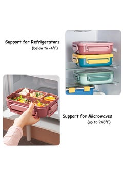 Bebiland Kids Bento Lunch Box with Tableware, 4 Compartment Bento Box 1300ml Lunch Box with Sauce Jar, Perfect for On-the-Go Meal, Built-In Utensil Set, Leak-Proof, Microwave/Dishwasher Safe (Pink)  - Image 5