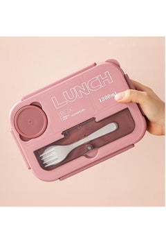 Kids Bento Lunch Box with Tableware, 4 Compartment Bento Box 1300ml Lunch Box with Sauce Jar, Perfect for On-the-Go Meal, Built-In Utensil Set, Leak-Proof, Microwave/Dishwasher Safe (Pink) - pzsku/Z11DE55012D886E2A3A8AZ/45/_/1734331597/479707c4-213b-47e9-9336-b57df500c973