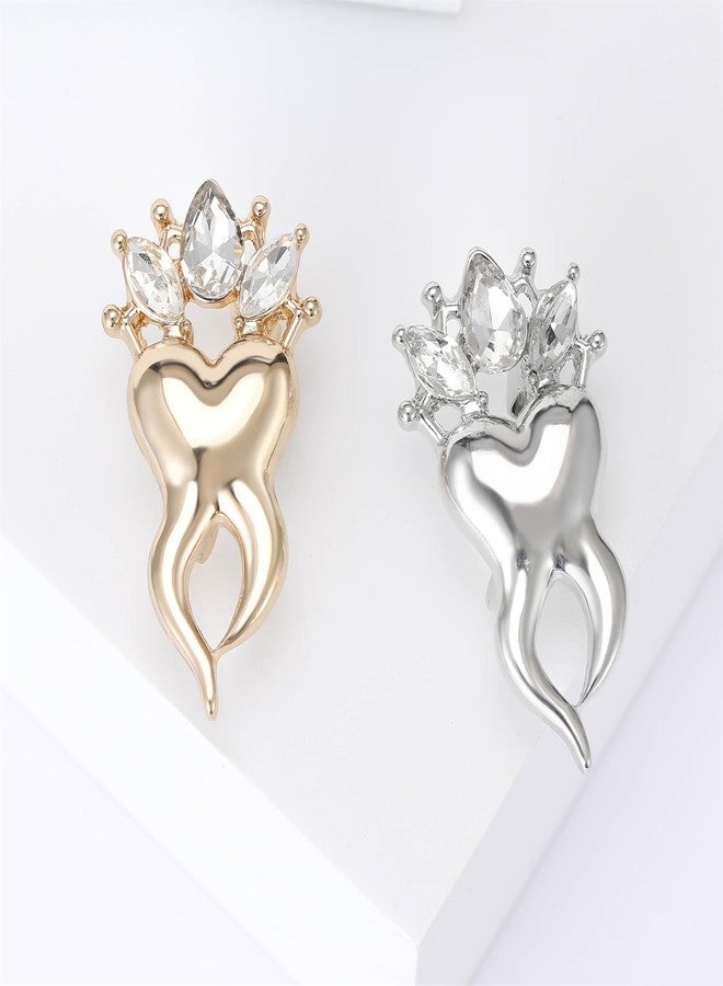 RLHRNDE 4 Pcs Tooth Dentist Brooch Pins Set for Women Men Delicate Caring Teeth Lapel Pins Cute Crystal Dental Accessories for Doctor Nurse Fun Medical Holiday Jewelry Gifts (Tooth) - Image 5
