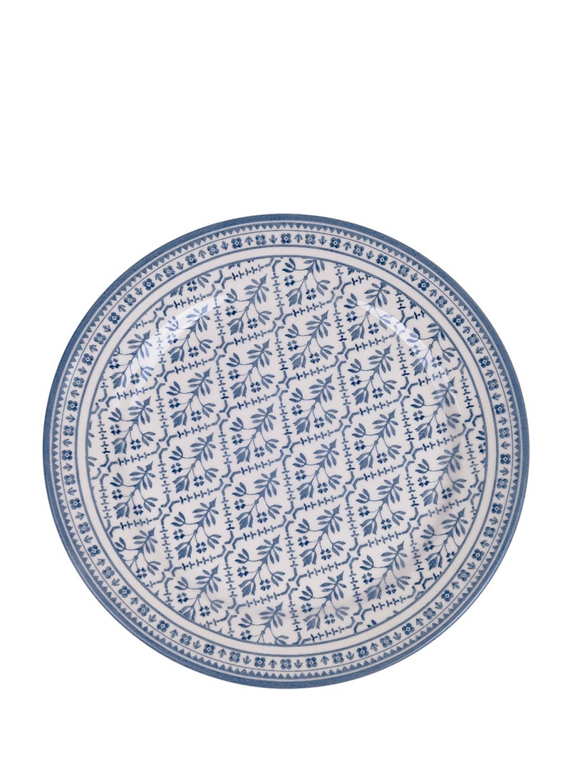 Claytan Plethora 9 inch Printed Ceramic Soup Plate (Blue & White, Set of 1) - Image 3