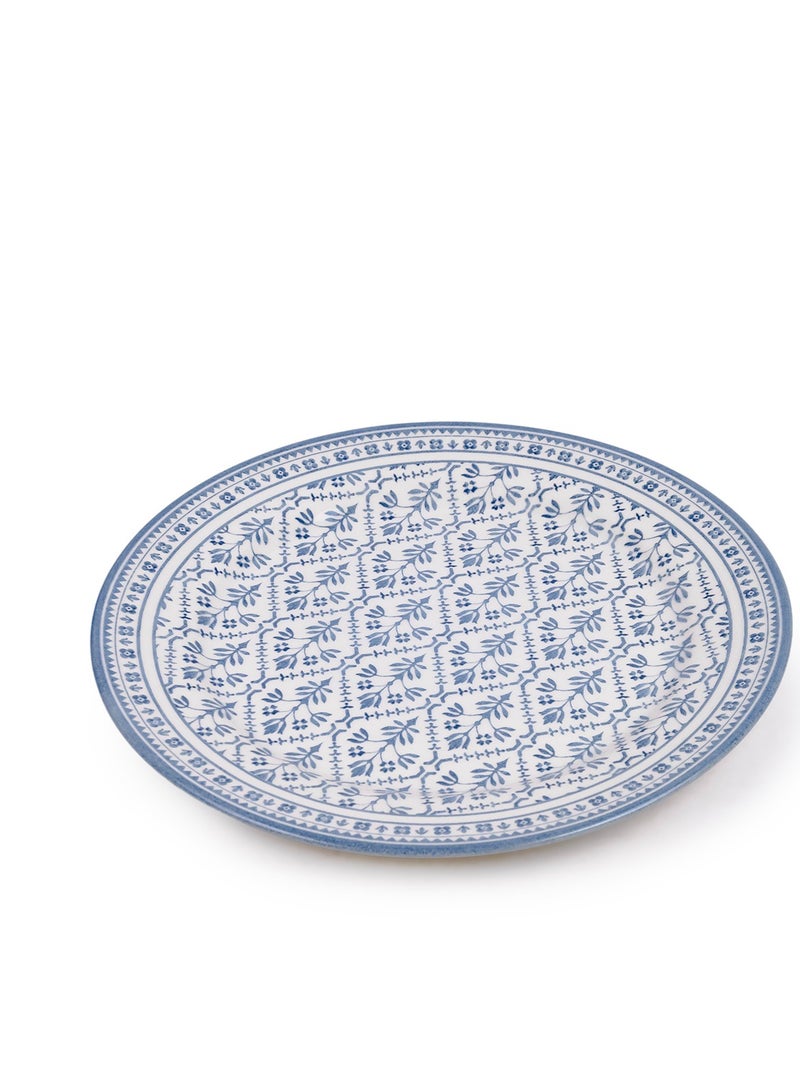 Claytan Plethora 9 inch Printed Ceramic Soup Plate (Blue & White, Set of 1) - Image 2