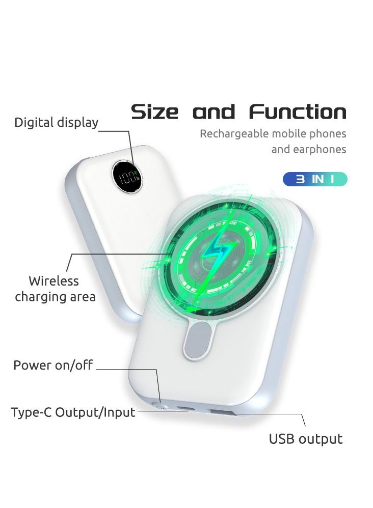 GULFLINK Fast Magnetic Portable Power Bank with Typec Cable 10000mah Blue - Image 3