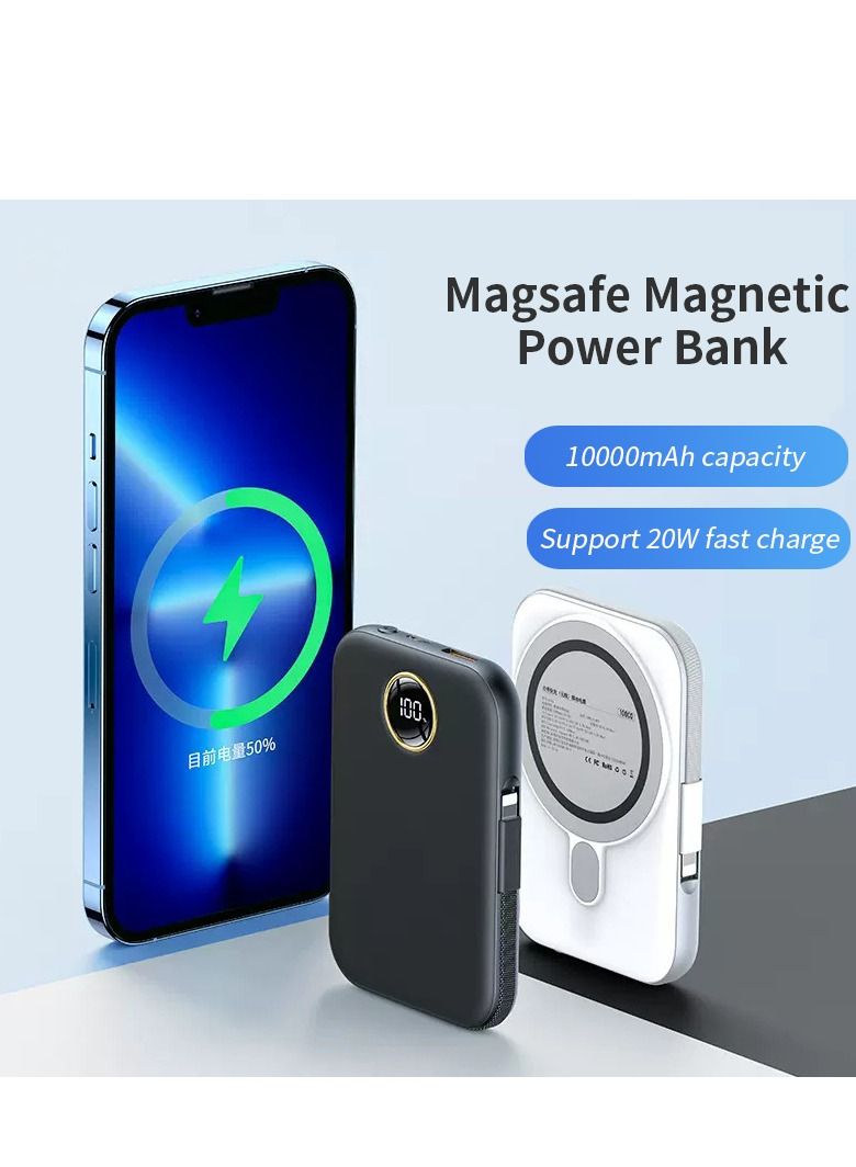 GULFLINK Fast Magnetic Portable Power Bank with Typec Cable 10000mah Blue - Image 4