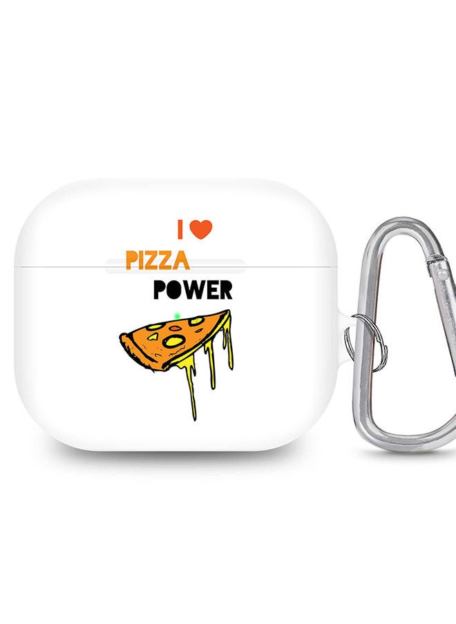 Stylizedd StylePods Case for Airpods 3rd Gen Case With Anti-Lost Keychain - I Love Pizza (White)  - Image 1