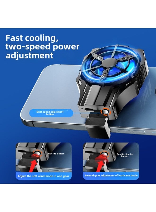 Loquat Portable Mini High-Speed Cooling Fan Phone Heat Sink Clip-On Dual-Speed Rapid Cooling Universal Mobile Device Cooler-Color:black Charging - Image 2